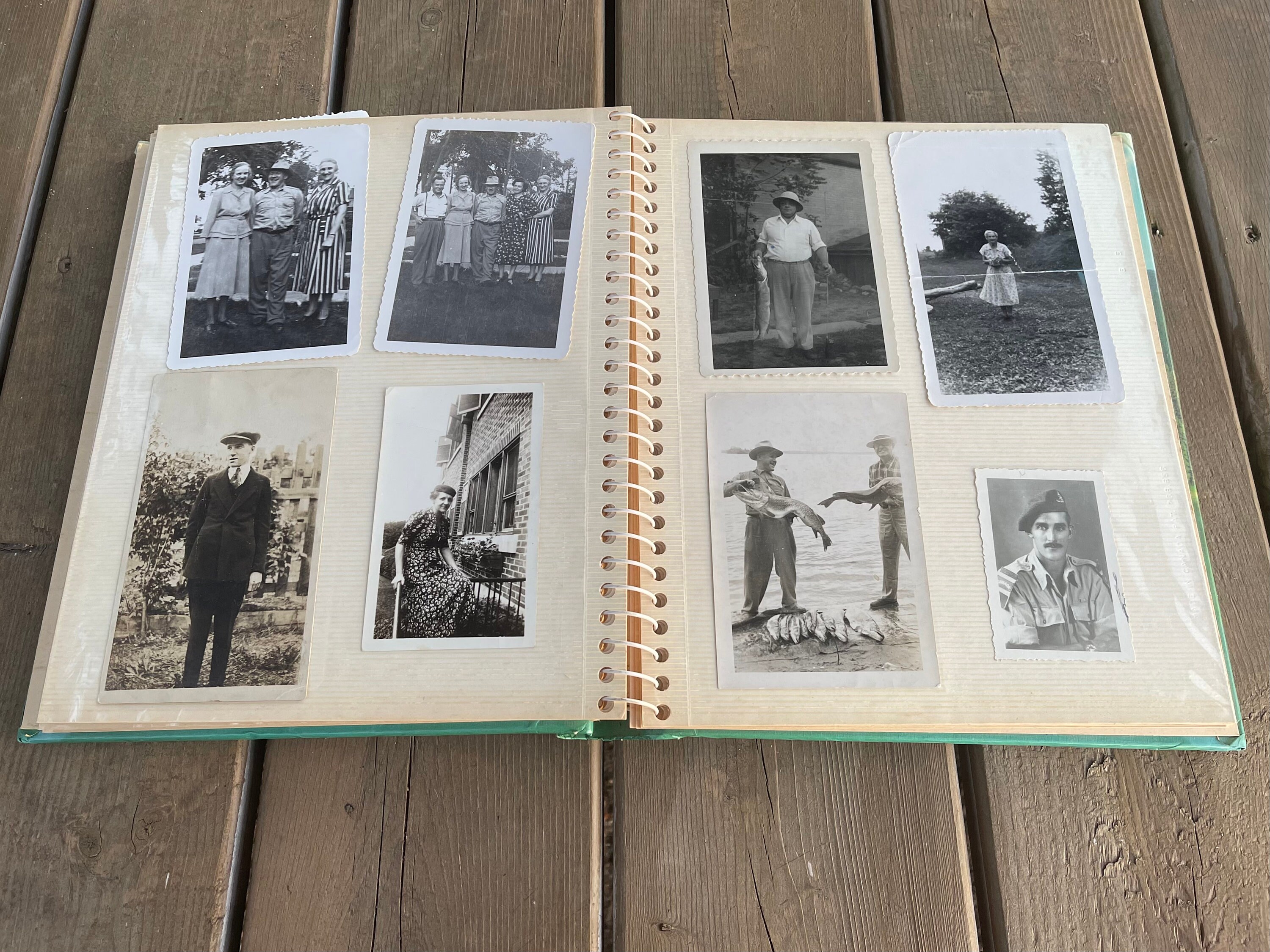Lot Of 6 Vintage Black & White Photos On Picture Album Page Family People  Photo