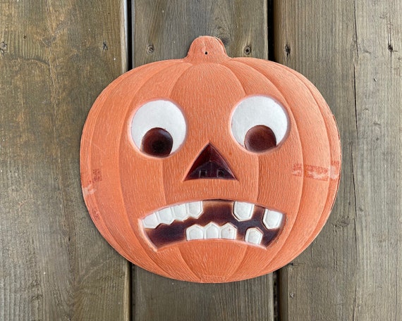 Vintage 1930's Jack O' Lantern Pumpkin Diecut Cardboard Wall