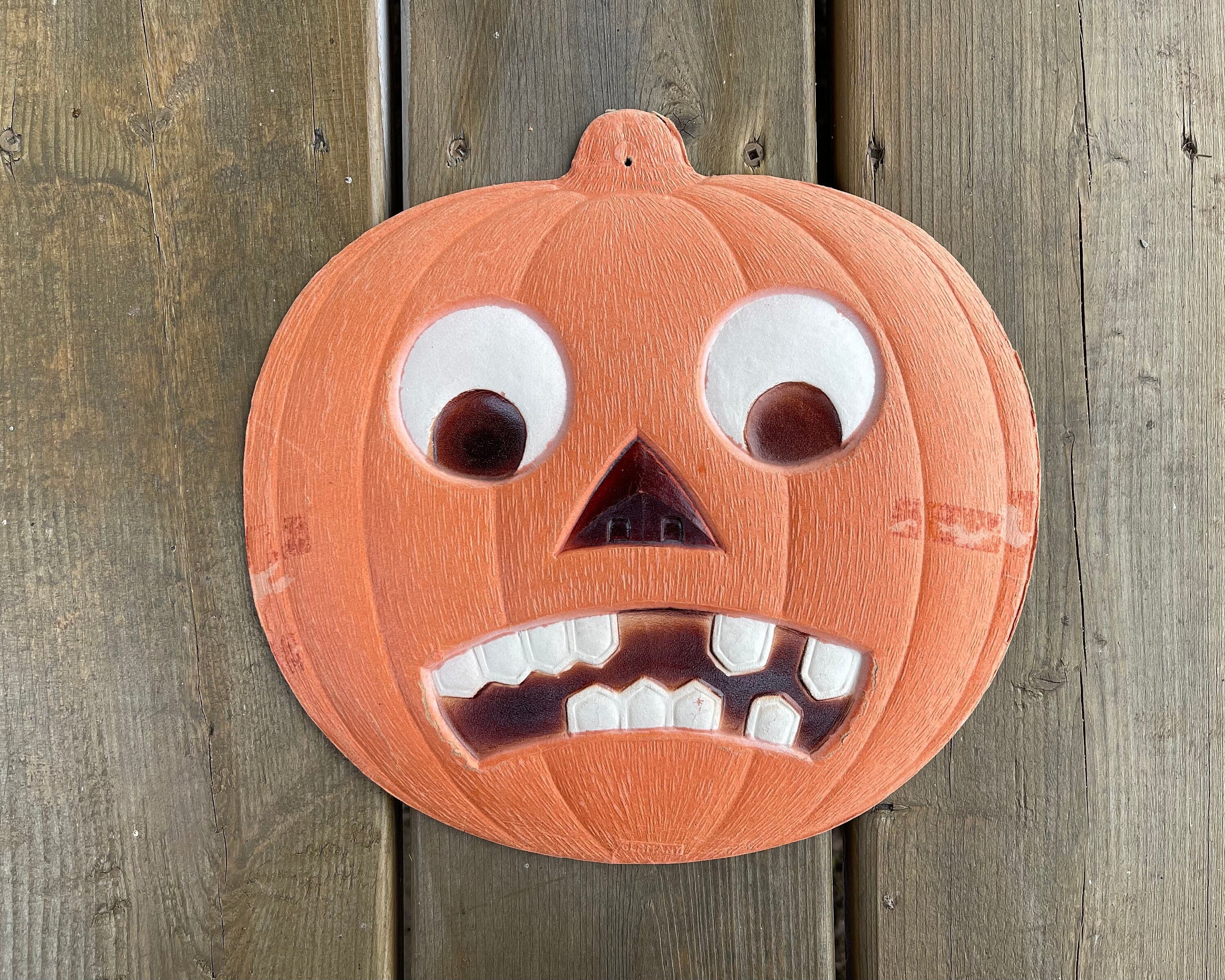 Vintage 1930's Jack O' Lantern Pumpkin Diecut Cardboard Wall