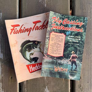 Collection of Two Vintage 1940s Fly Fishing and Fishing Tackle Booklets Heddon and Weber Gift for Fisherman Fishing Lover