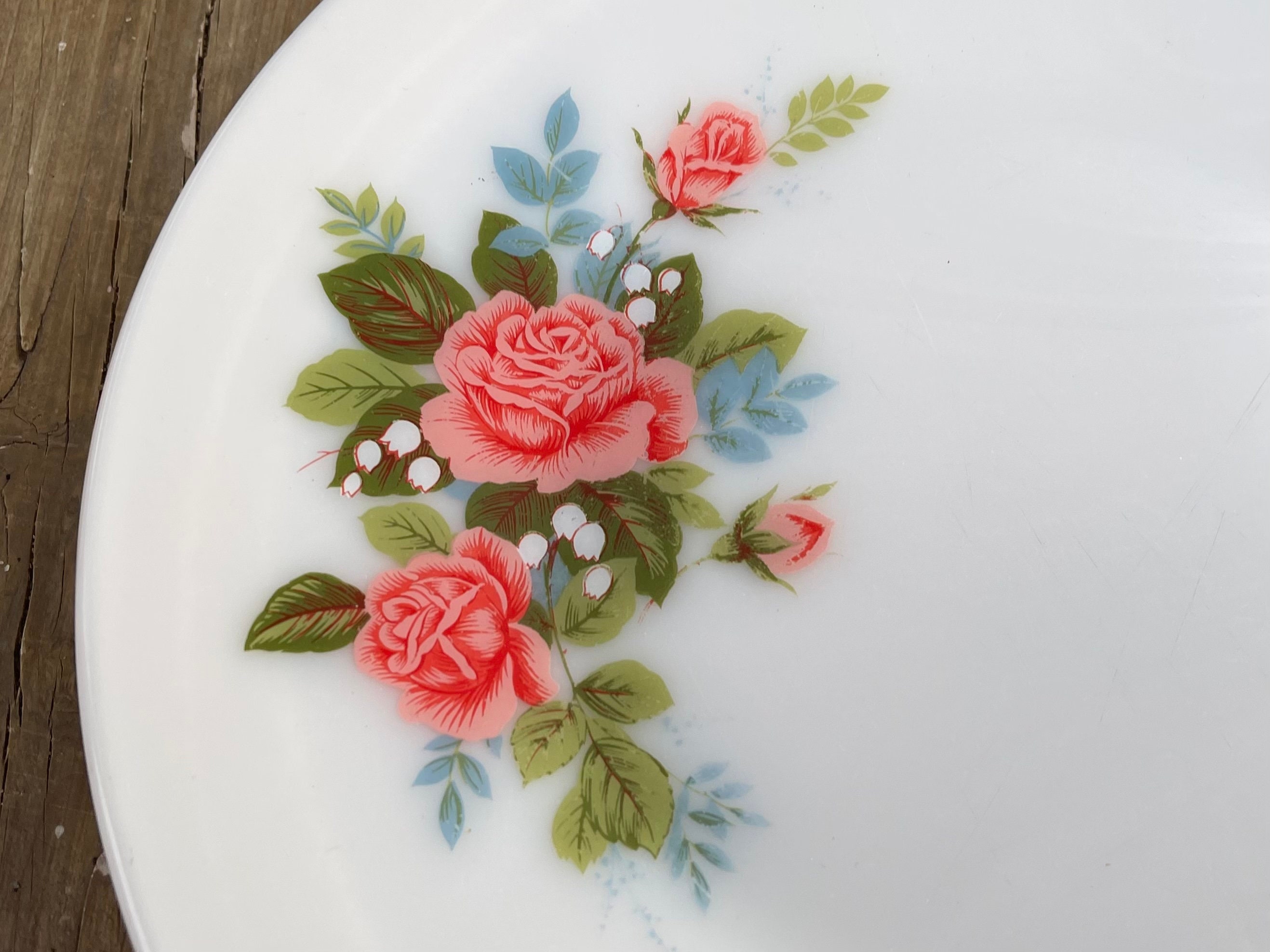 Set of Four Vintage JAJ Pyrex Cottage Rose Pattern Dinner Plates Made ...