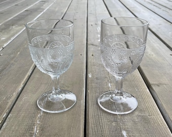 Set of Two Antique Victorian Early Canadian Pressed Glass Nova