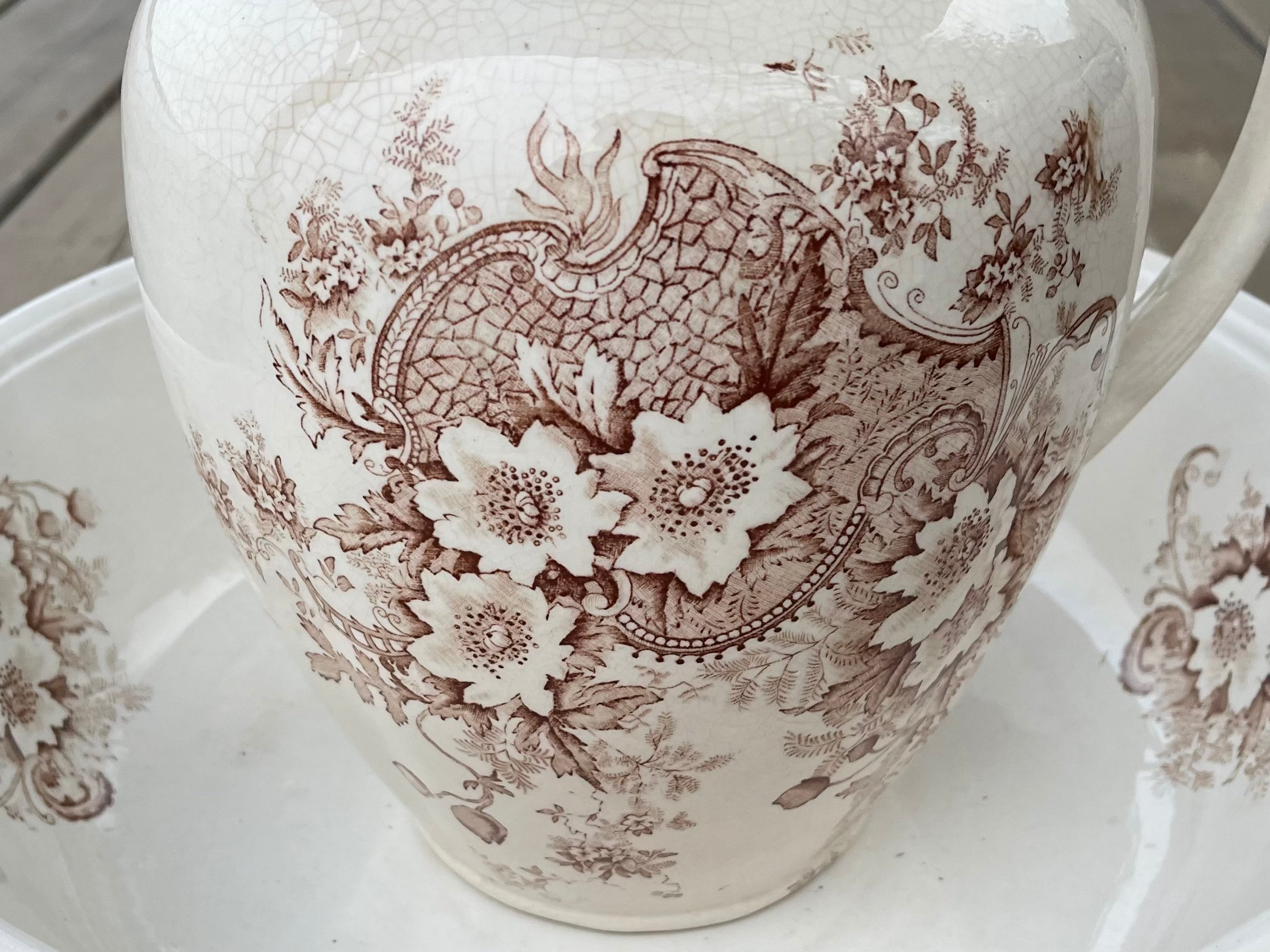 Antique Thornbury 1800s Aesthetic Movement Brown Transferware