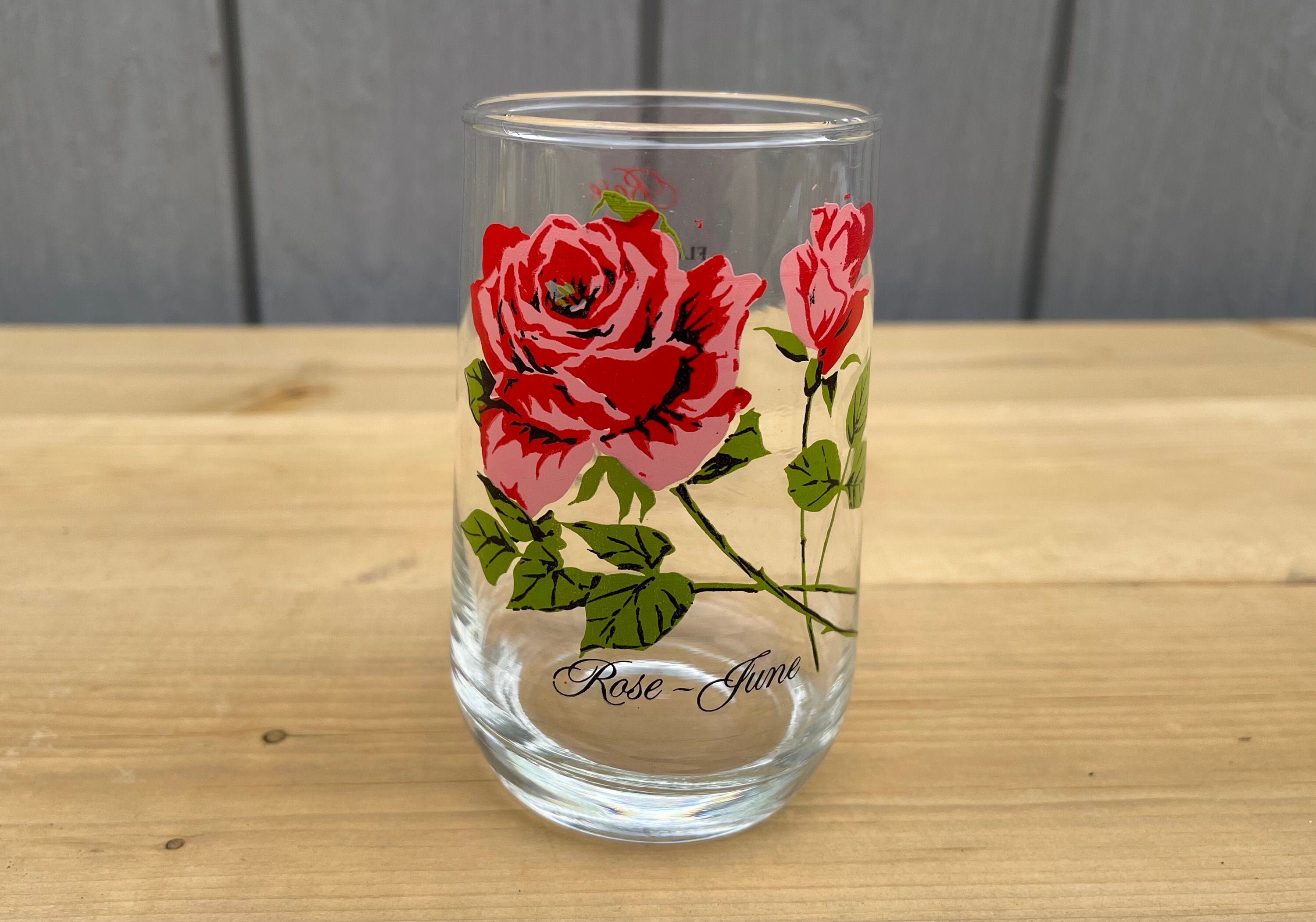 Glass Tumbler, Brockway Glass Flower of the Month, March