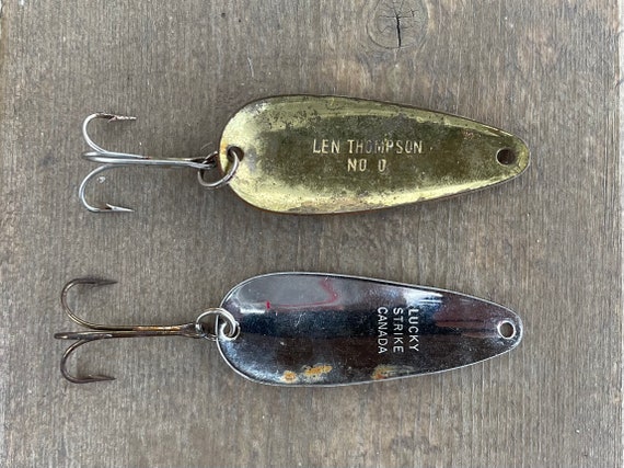 Collection of Two Vintage Jig Spoon Fishing Lures Len Thompson and