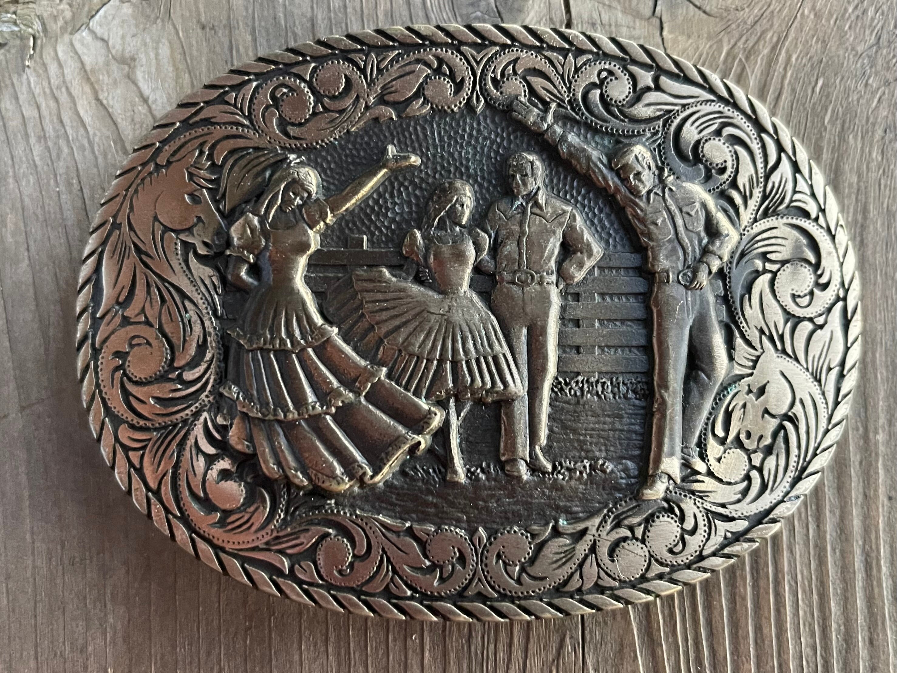 Vintage Award Design Medals Solid Brass Square Dancing Belt 