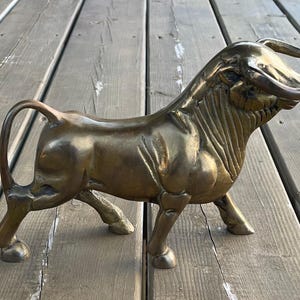 Vintage Large Brass Bull Figurine Statuette Retro Boho Decor