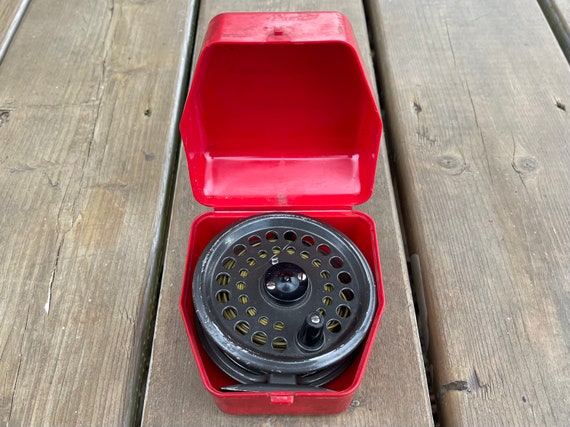 Vintage K.P. Morritts Intrepid 3 and 1/2 Inch Fly Fishing Reel With  Original Red Plastic Case Retro Gift for Fisherman Fishing Lover 