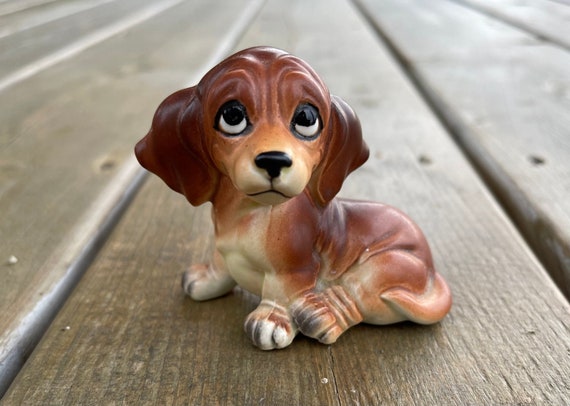 Vintage Dachshund Miniature Doxie Wiener Dog Blown Glass Figurine 2 3/4 x  5/8