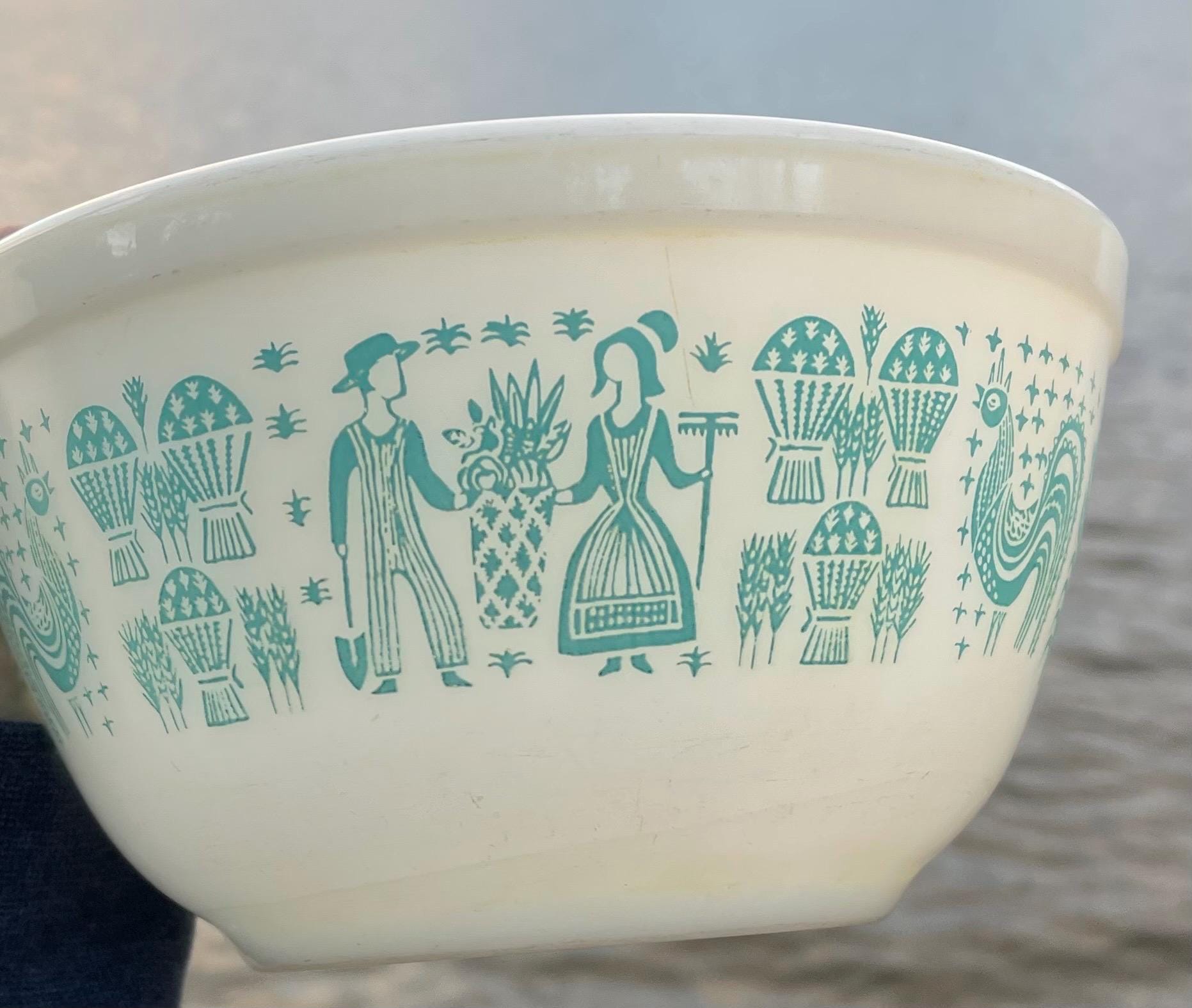 Vintage Pyrex Amish Butterprint Turquoise on White Pattern 1 and 1/2 ...