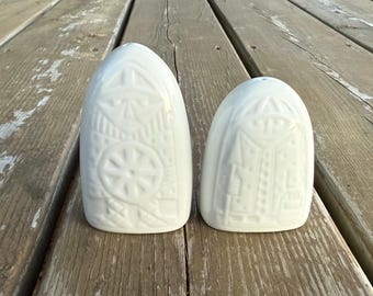 Vintage Porsgrund Porcelain Anne Marie Odegaard Design Mid Century Viking Salt and Pepper Shakers Made in Norway Retro MCM Accessories