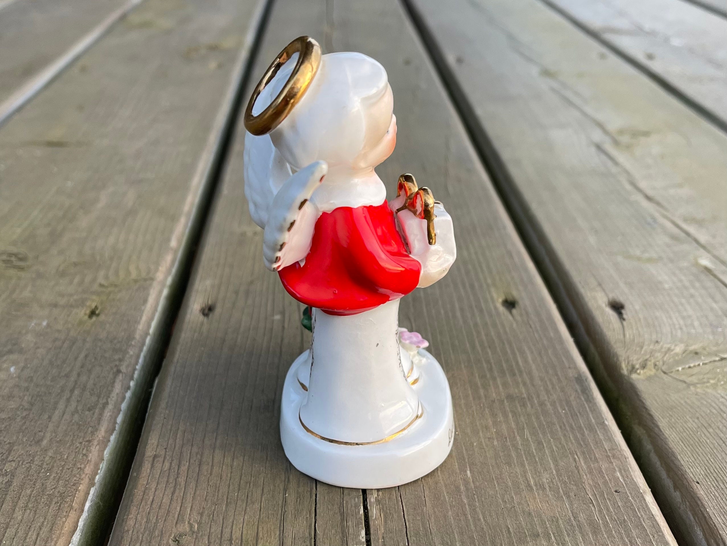 Vintage Napco Hand Painted December Boy Angel With Christmas