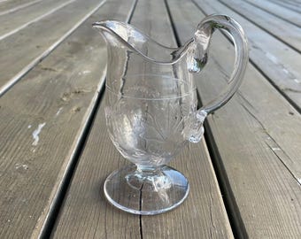 Antique Victorian c1870s Early Canadian Pressed Glass Lily of the Valley Pattern Cream Pitcher Antique Canadian Glass