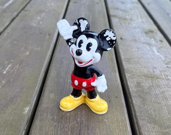 Vintage 1960s Walt Disney Productions Waving Mickey Mouse Ceramic Figurine Made in Japan Retro Mickey Decor Collectibles