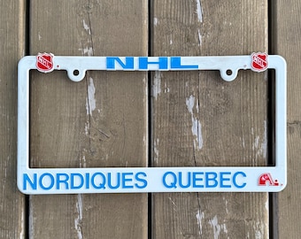 Vintage F.C. Enterprises Quebec Nordiques Plastic License Plate Frame Retro Hockey Collectibles