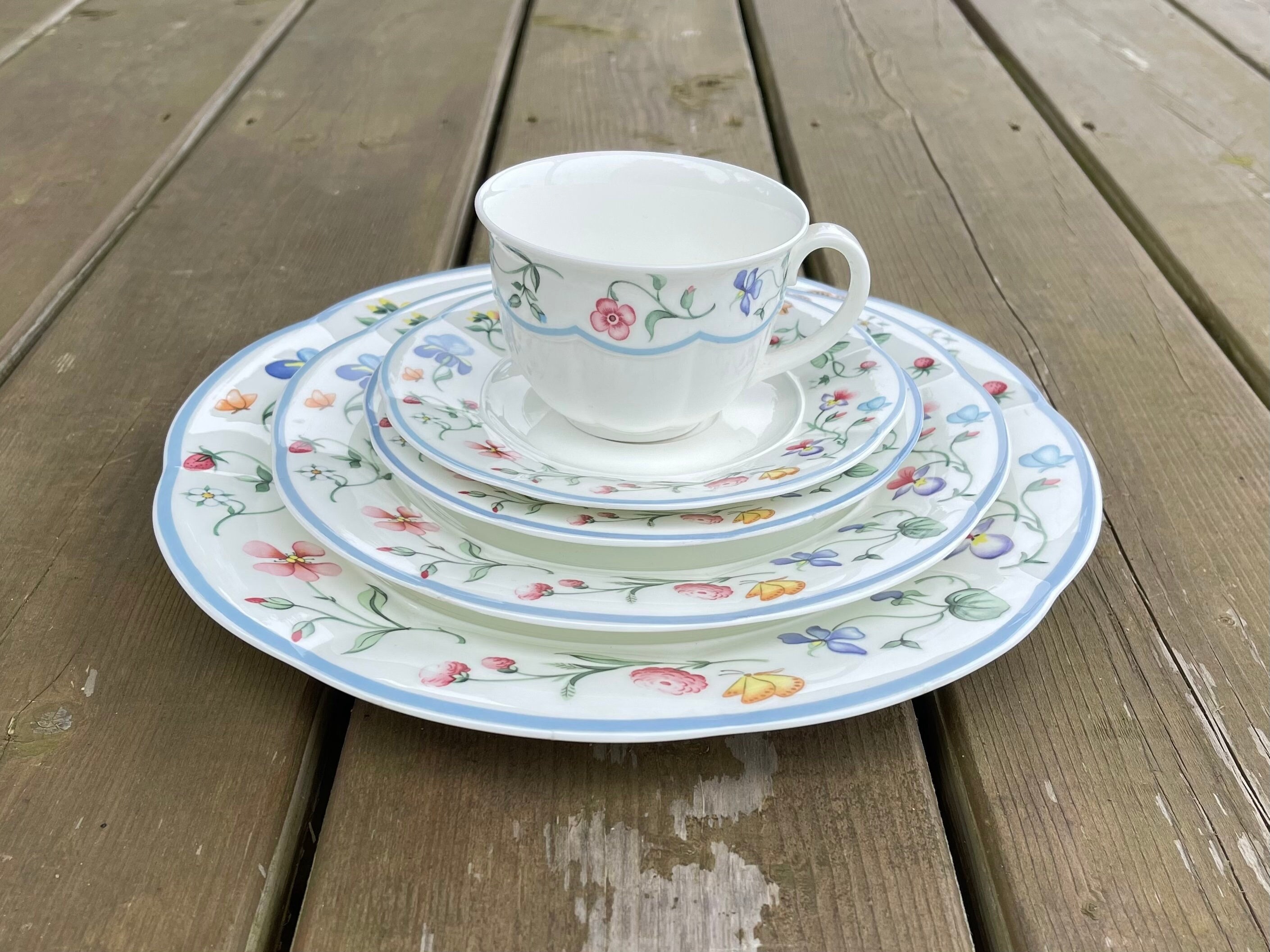 Villeroy & Boch Mariposa 皿 6枚セット直径15.5cm Vintage Villeroy & Boch Mariposa Pattern Flower and Butterfly Fine