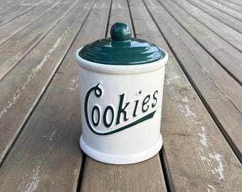 Vintage 1980s Himark 1950s Style Script "Cookies" Cookie Jar Made in Taiwan Cookie Biscuit Jar Cookie Display Retro Kitchen Decor