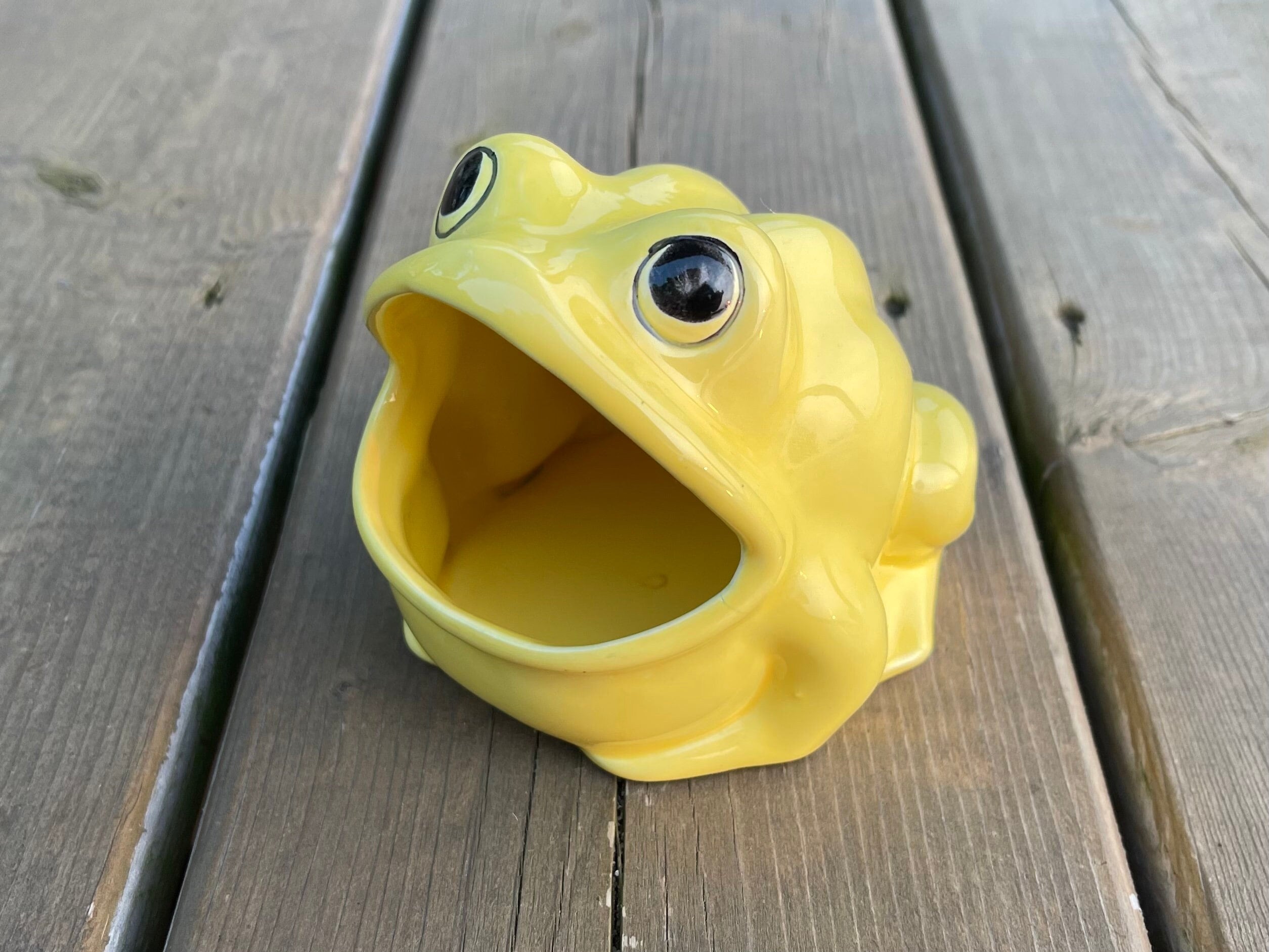 Vintage Open Mouth Yellow Frog Scrubby Holder Frog Sponge Holder Vintage  Kitchen Accessory 
