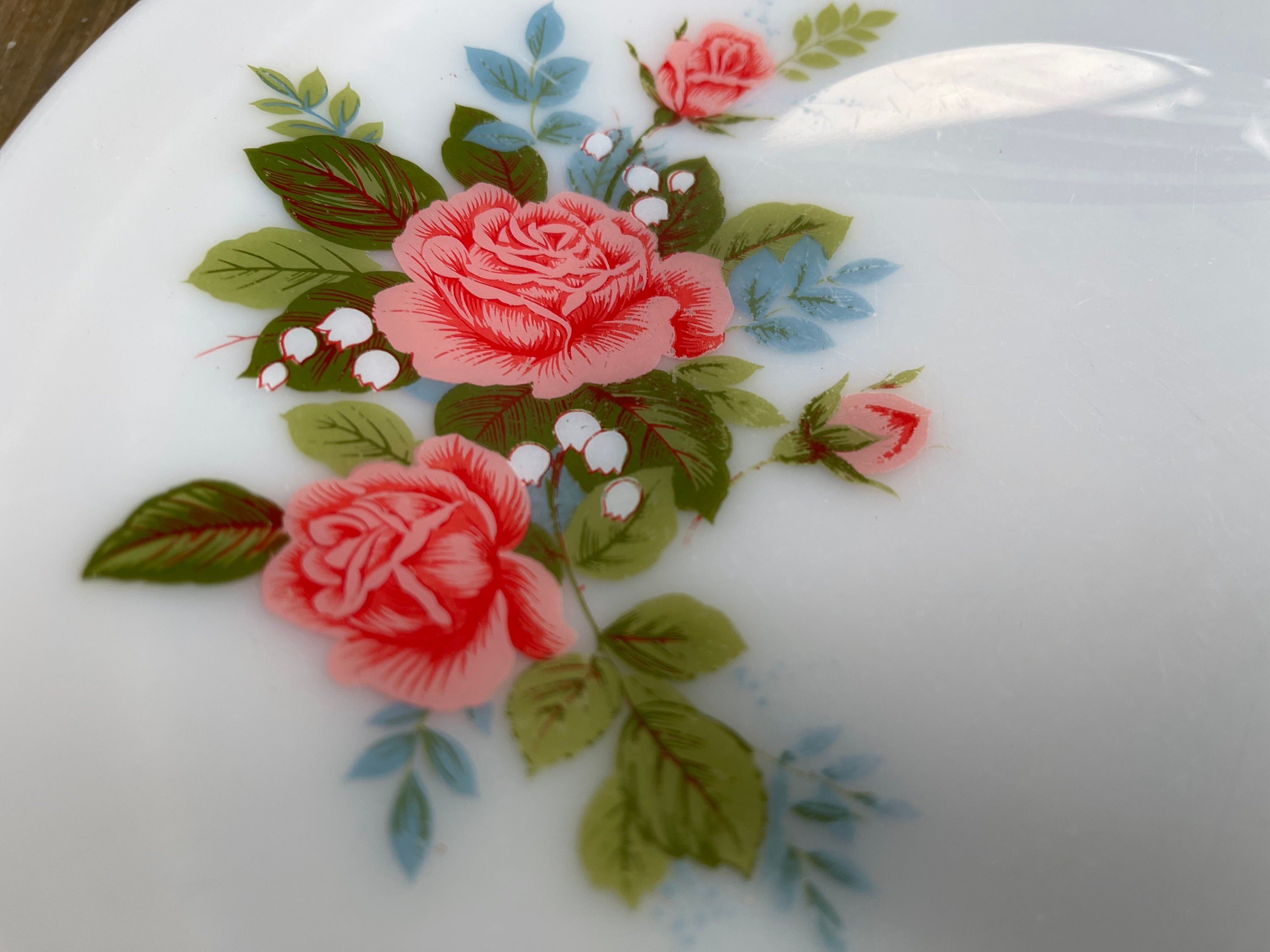 Set of Four Vintage JAJ Pyrex Cottage Rose Pattern Dinner Plates Made ...