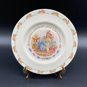 Vintage Royal Doulton Bunnykins Celebrate Your Christening 8 Inch Plate Made in England