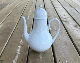 Vintage Rosenthal Studio Linie Romance Pattern White Embossed Oval 5 Cup Coffee Pot Made in Germany Retro Dining Room