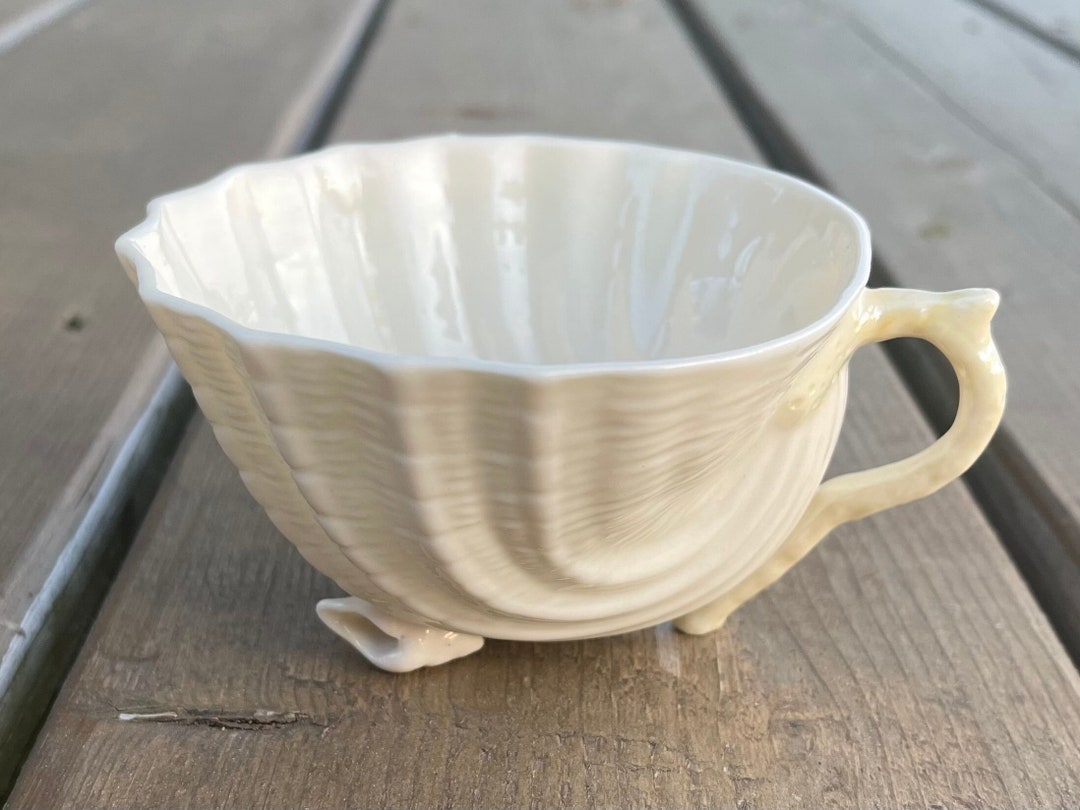 Vintage Belleek Neptune Pattern 3rd Green Mark 6th Mark Seashell Teacup