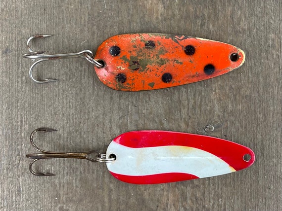 Collection of Two Vintage Jig Spoon Fishing Lures Len Thompson and