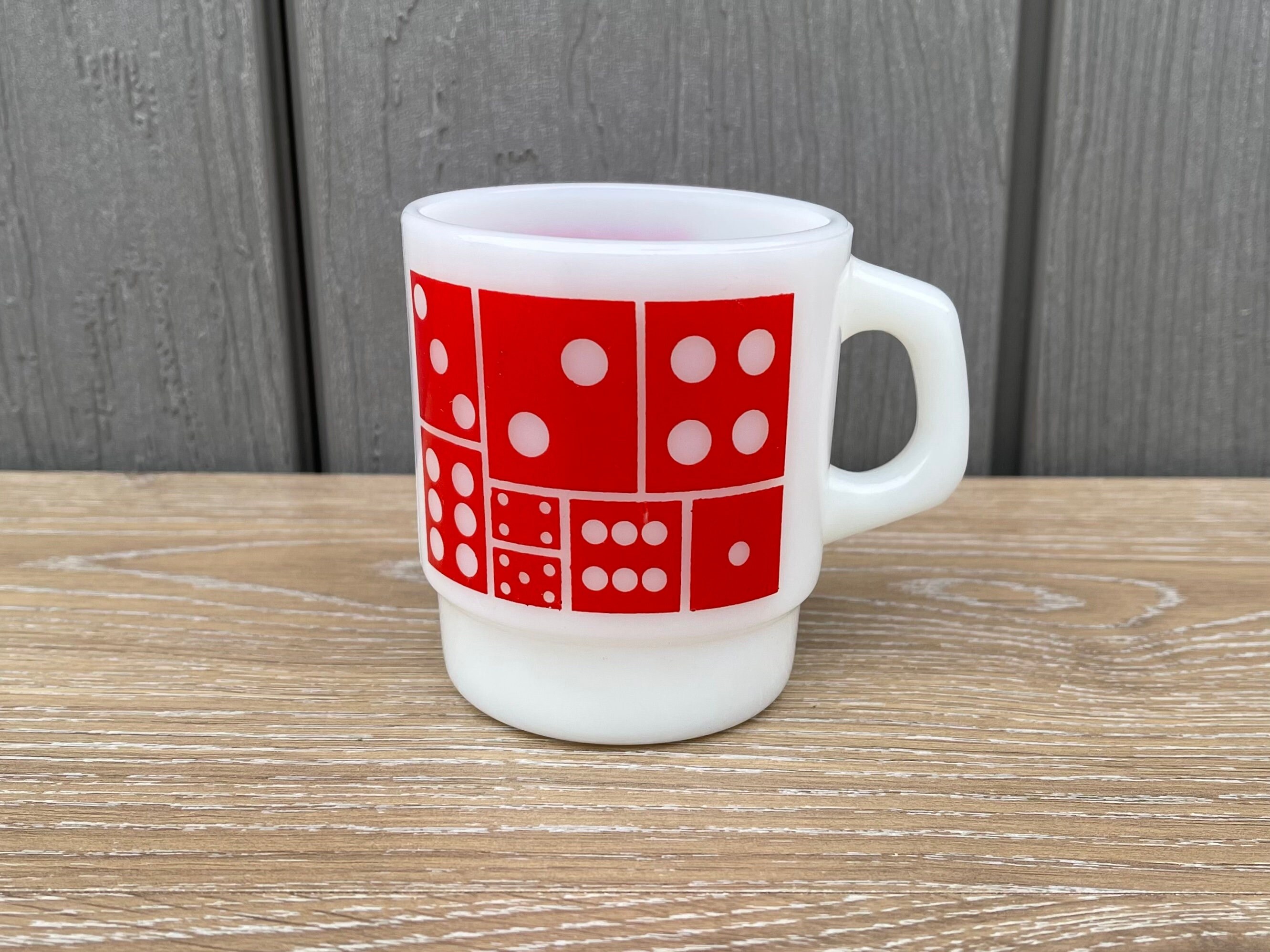 アンティーク雑貨 Fire King Super Dice mug Vintage Anchor Hocking Fire-king Red Domino Dice D Handle