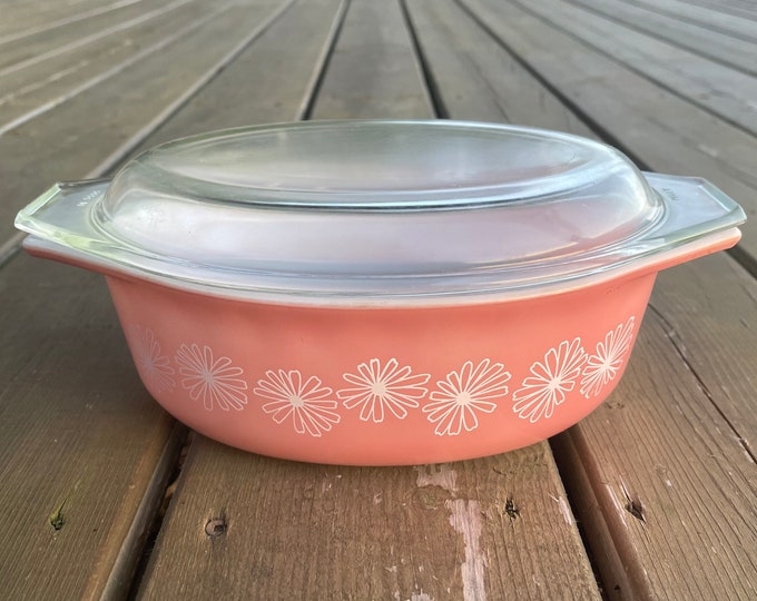 Pink Daisy Vintage Pyrex Oval Covered Casserole Dish With Lid 043 ...