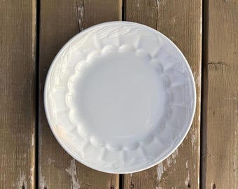 Vintage Royal Crownford Ironstone White Wheat Pattern 9 and 5/8 Inch Dinner Plate Made in England Retro Dining Room