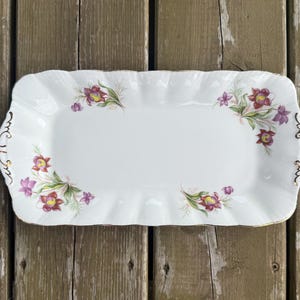 Vintage Paragon Canadian Provincial Flowers Pitcher Plant Pattern Newfoundland and Labrador Bone China Sandwich Tray Rectangular Dish