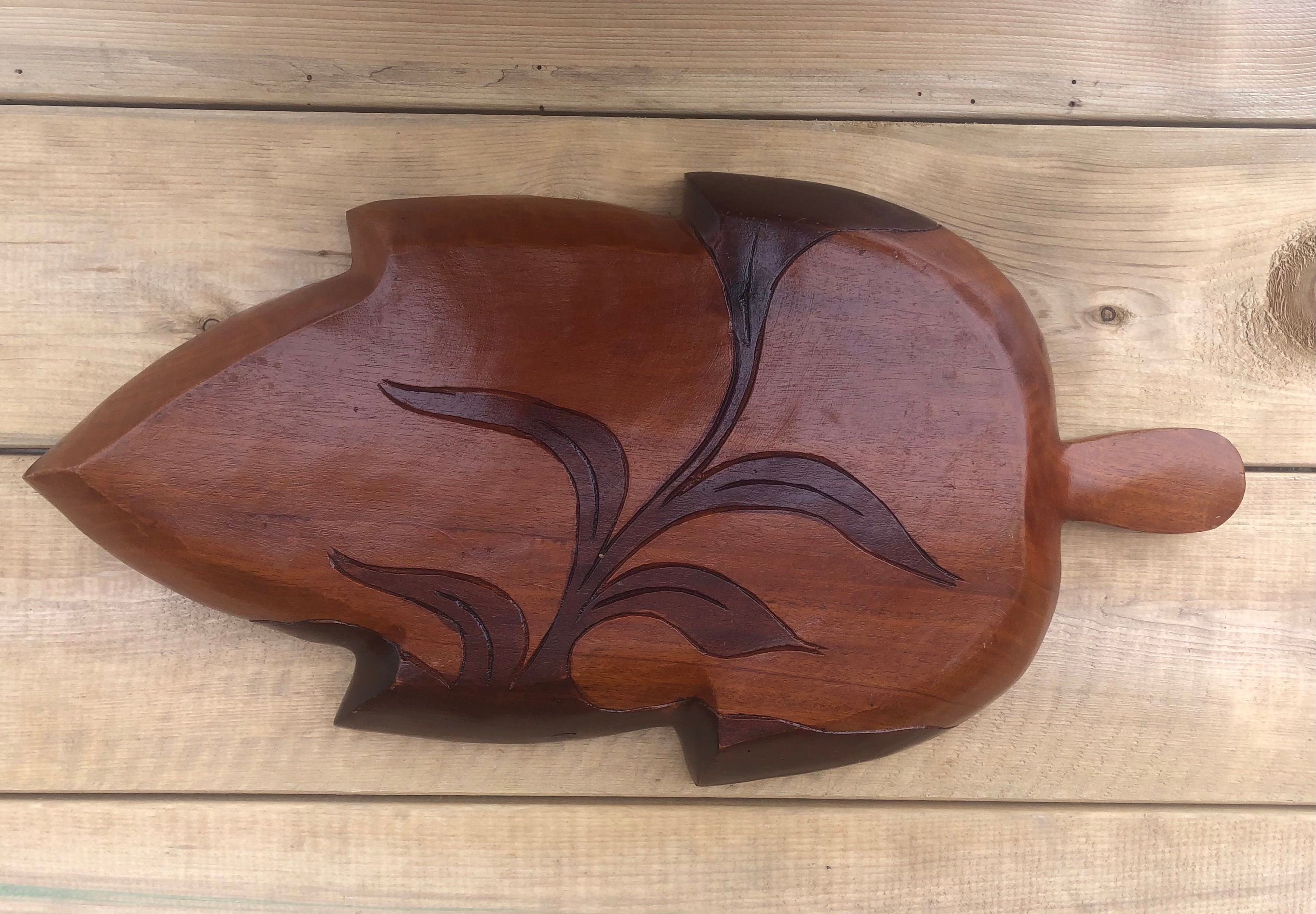 Vintage mediados del siglo de madera dividida hoja en forma de | Etsy