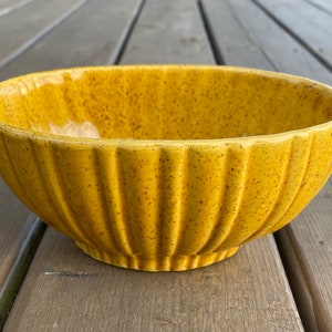 Vintage Haeger USA 4020 Speckled Mustard Yellow Glazed Ribbed Oblong Planter Bowl Retro Indoor Gardening Planting Pot Gardening Accessories