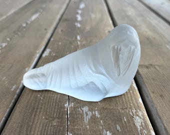 Vintage 1980s Nybro Frosted Crystal Walrus Sculpture Paperweight Made in Sweden Retro Walrus Decor