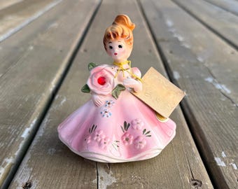 Vintage Josef Originals Birth Month January Garnet Calendar Girl Figurine with Original Hang Tag Made in Japan Gift for Capricorn Aquarius