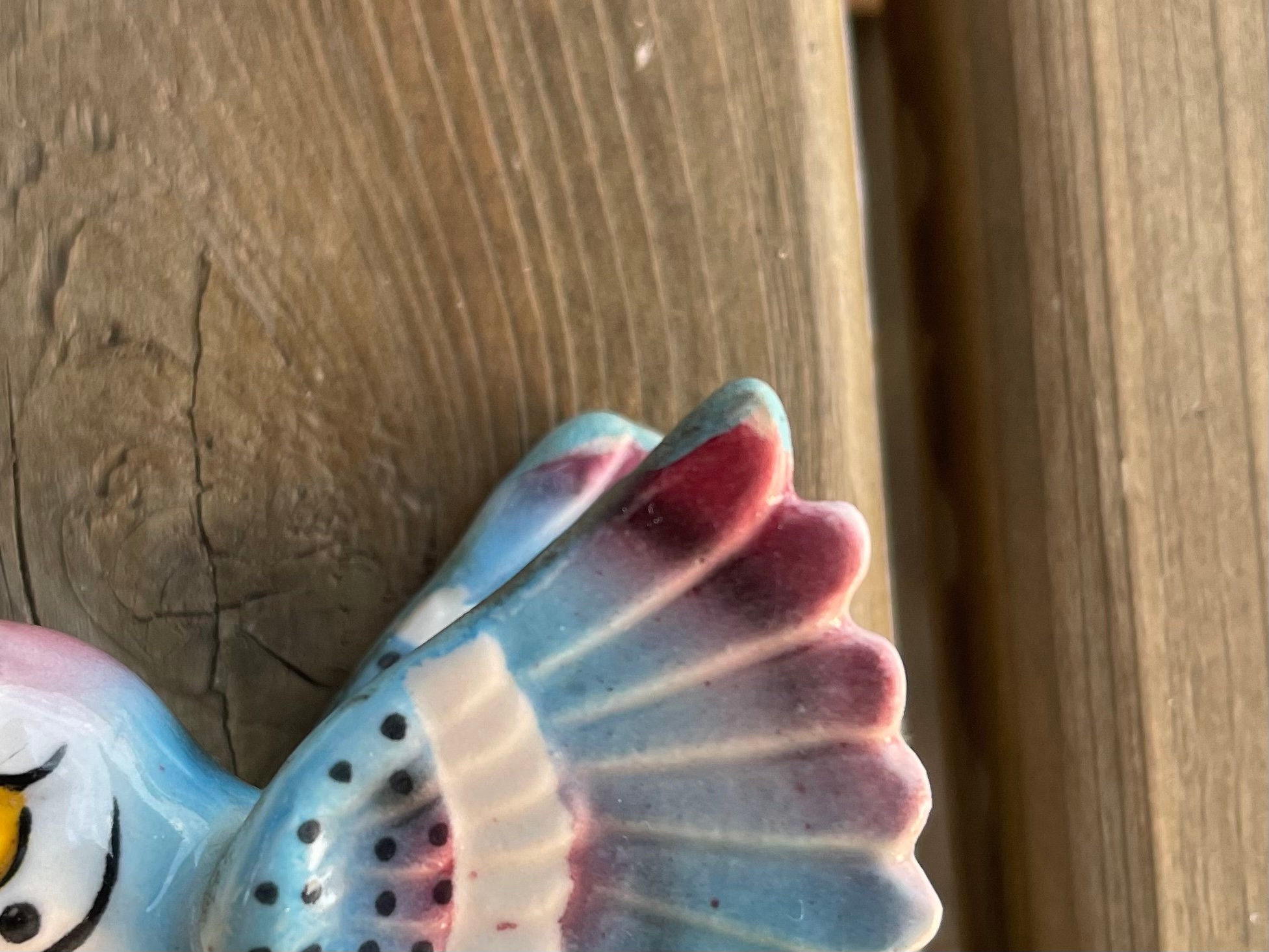 Set of Two Vintage Ceramic Baby Blue Bird Wall Hangings Wall