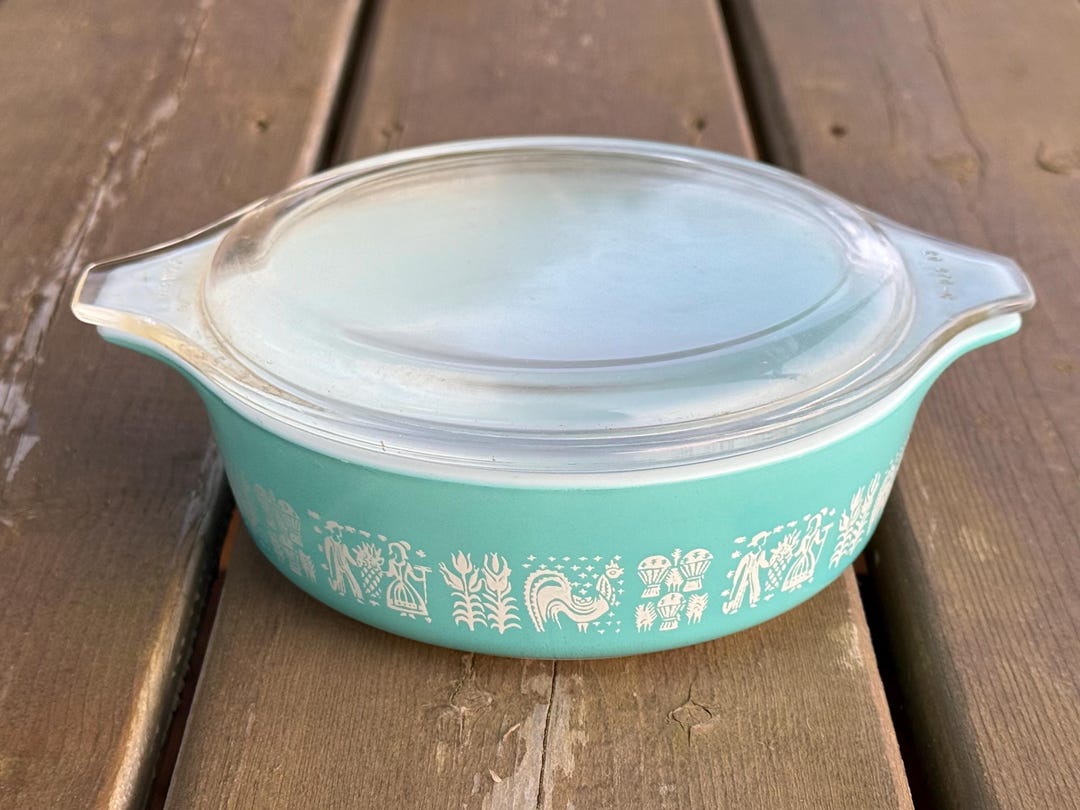 Vintage Pyrex Amish Butterprint Pattern White on Turquoise 1 Pint ...