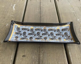 未使用・未開封　DREIMILLIONEN/AUS GLAS UND WEIN Vintage Houze Art Glass White and Gold Mid Century Paisley
