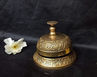 Vintage Solid Brass Desk Bell Collectible Table Bell Service Bell Decorative Reception Bell Home Decor Counter Office Bell Teacher Gifts