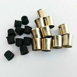 Lots of 10 solid brass Cane Parts Ferrules Vintage spare rubber tips for walking canes accessories of wooden sticks spare parts