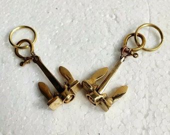 Set of 2 Nautical Brass Anchor Keychain/Charm Antique Look,Vintage (Flawed) - Unique Gift for Housewarming, Thanksgiving, Christmas, Newyear