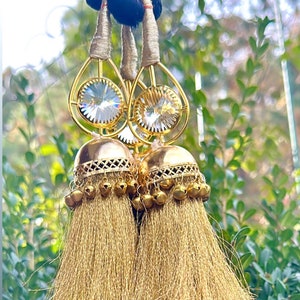 Traditional/fancy Punjabi gold parandi/paranda gotta patti/crystal beads/ghungroo/braided hair/Jaggo/sangeet/mehndhi/folk dance/bride/giddha