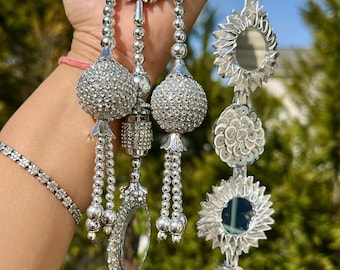 Parandi de plata punjabi/extensiones de cabello con borlas/cuentas/gotta patti/espejos jaggo/novia/boda/regalos para ella, moda india pakistaní