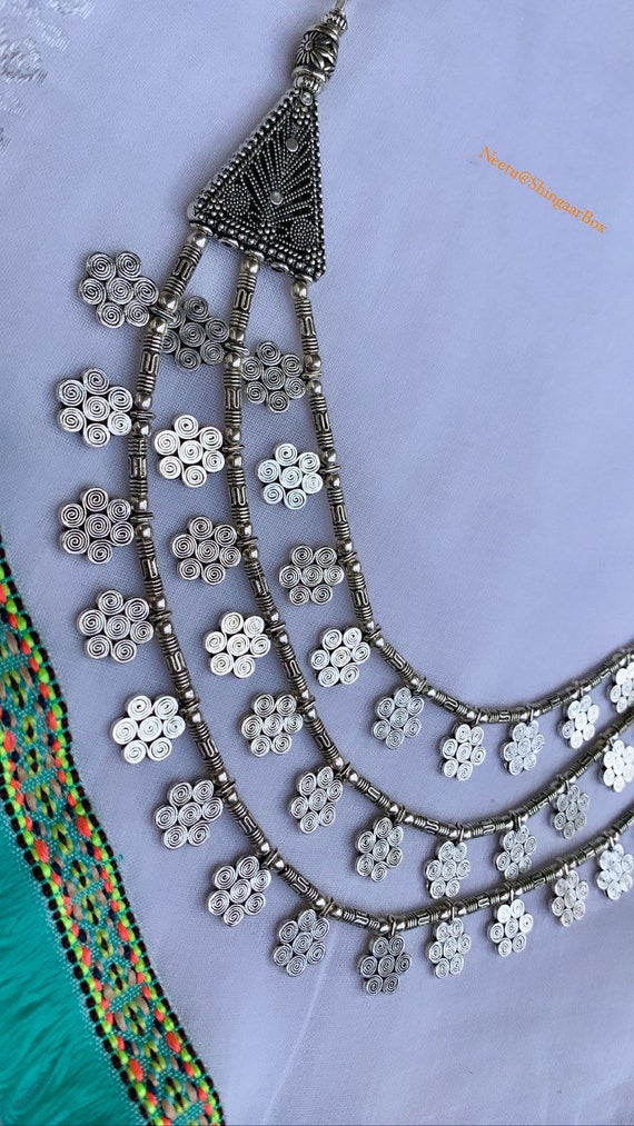 Oxidized silver finish multi strands necklace bohemian/casual/elegant/gifts for her Indian Pakistani fashion jewelry
