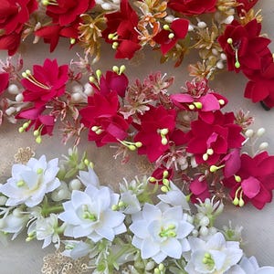 Artificial fabric flowers reusable bridal/beach white/colorful hair accessory gajra/veni/tiara wedding/reception/sangeet Indian fashion