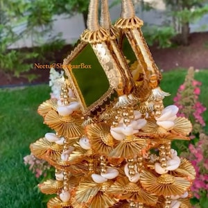 Traditional Punjabi gold mirror oversized gotta patti/kaudi/sequins parandhi/paranda/braided hair accessory bridal/Jaggo/giddha folk dance