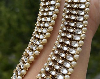 Tobilleras de diseño/payal perlas/moti/piedras para baile/compromiso/novia/jaggo/sangeet/boda/casual joyería de moda india pakistaní