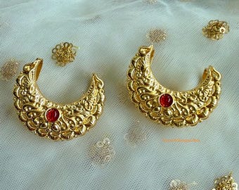 Traditional Punjabi chand style gold finish hair clips/pins Jaggo/sangeet/vatna wedding/party Indian/ Pakistani fashion jewelry