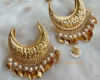 Horquillas/pasadores para el cabello tradicionales punjabíes con acabado chand pippal patti para bodas/fiestas Jaggo/sangeet/vatna, joyería de moda india/pakistaní.