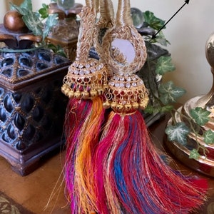 Punjabi gold/Multi mirror Parandi/paranda/jhumki /gungroo/bells hair accessory Jaggo/sangeet/wedding/party wear Indian/Pakistani fashion